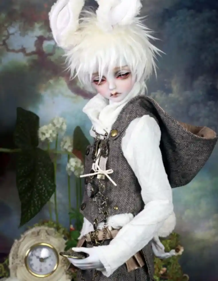 bjd doll white rabbit full makeup