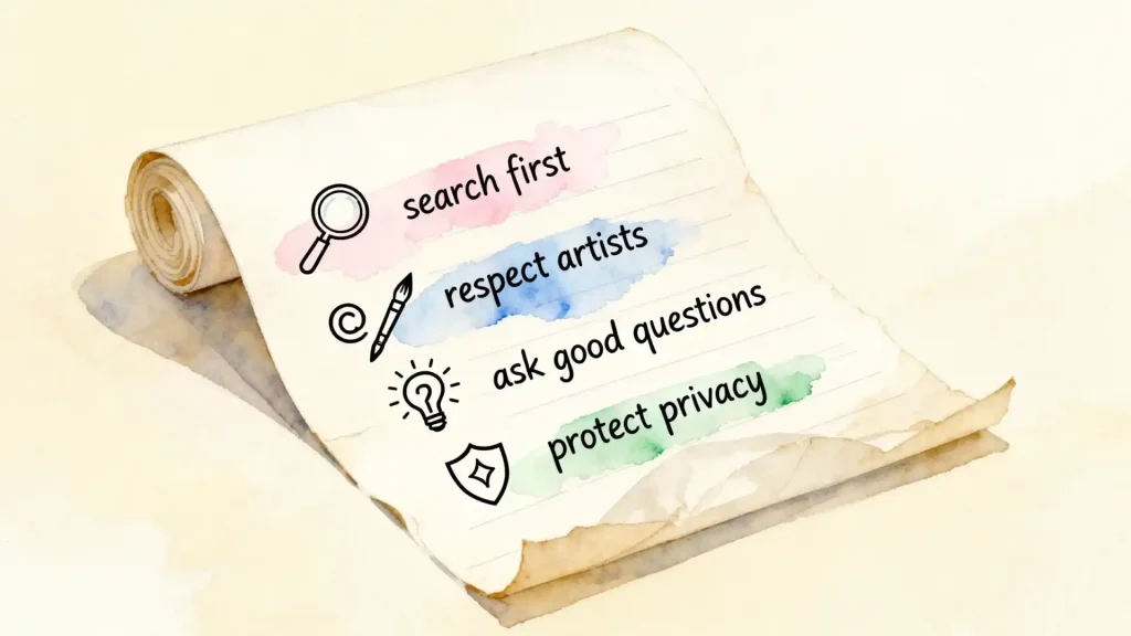 An illustrated checklist of BJD online community etiquette rules