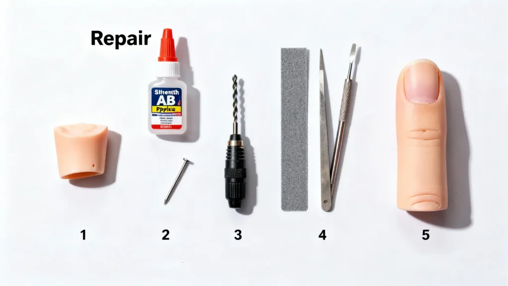 Step-by-step visual guide to the professional BJD finger repair process