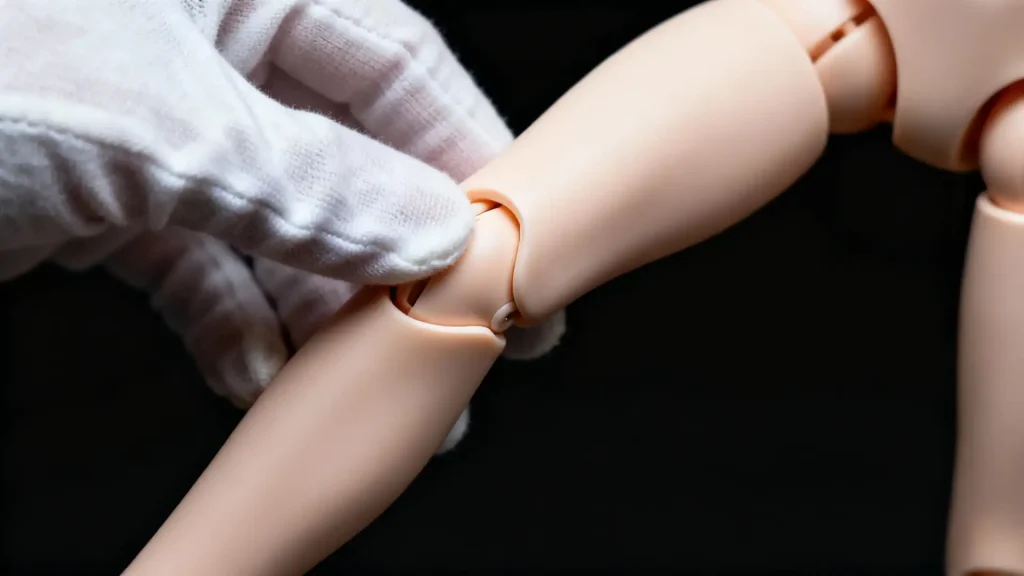 Gently testing the flexibility of BJD doll joints