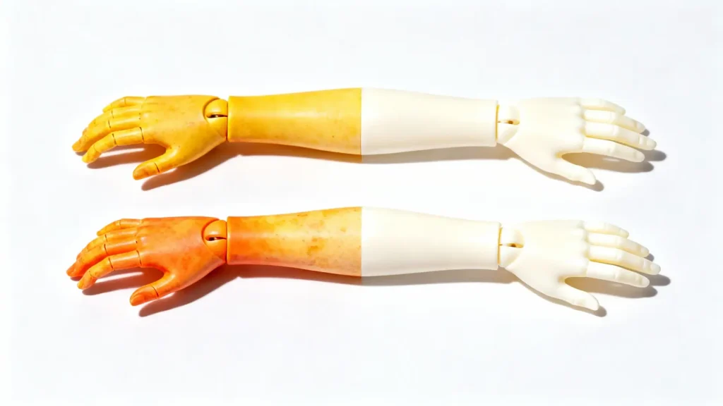 Dramatic before-and-after comparison of BJD resin yellowing restoration