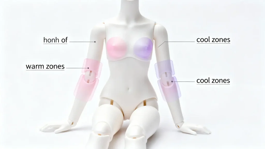 BJD body diagram showing warm and cool zones