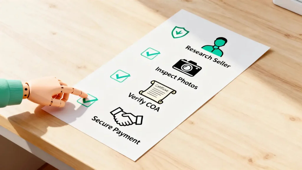 Checklist for safe secondhand BJD buying: research, inspect, verify, pay