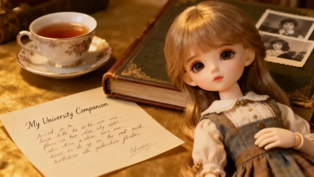 A BJD doll presented with personal items to tell a story and justify its value