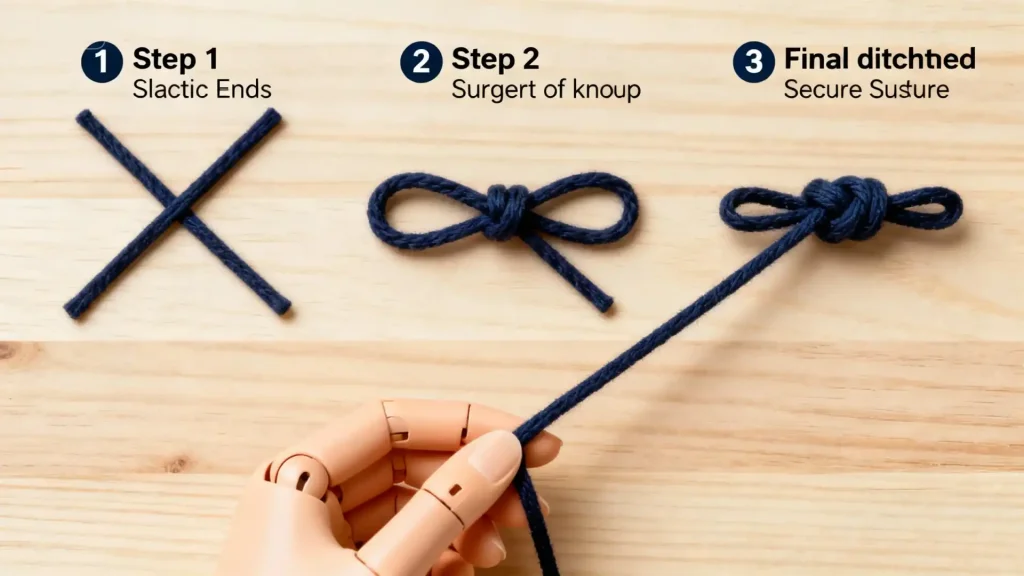 Step-by-step guide to tying a secure BJD elastic knot.