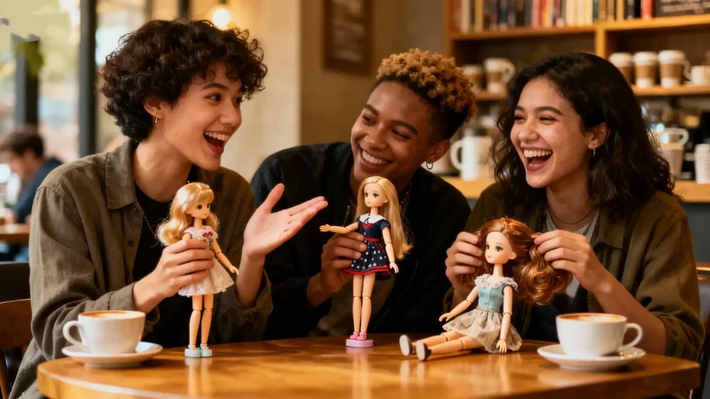 A friendly group sharing their BJDs at a community meetup