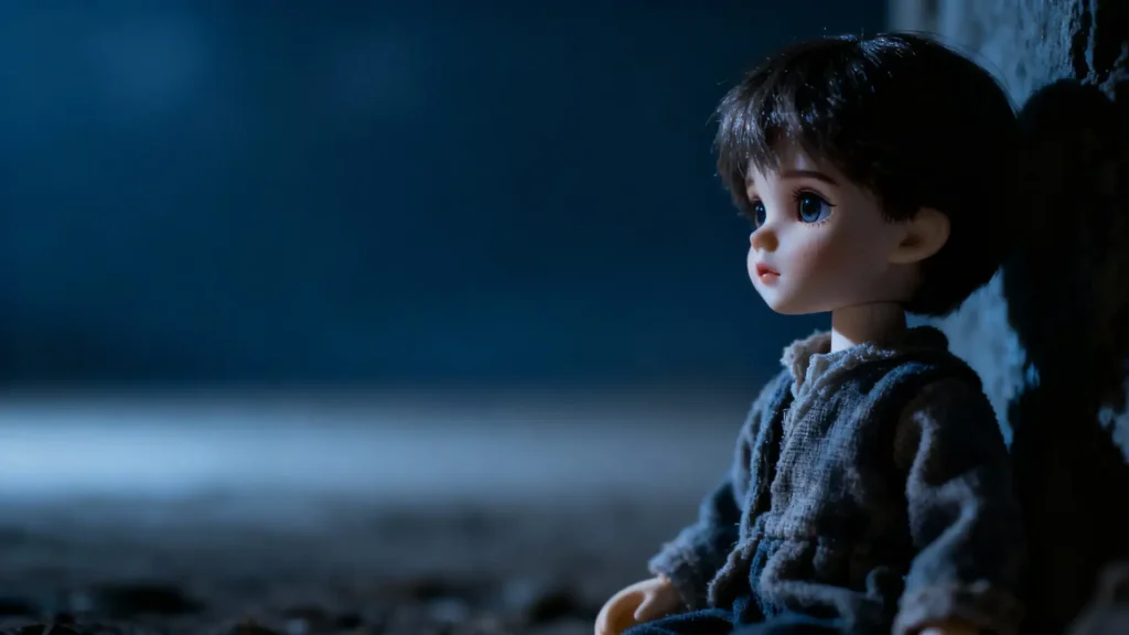 Artistic BJD photo with dramatic, off-center composition