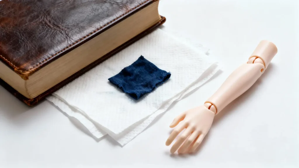 Demonstration of the fabric safety test to prevent BJD resin staining