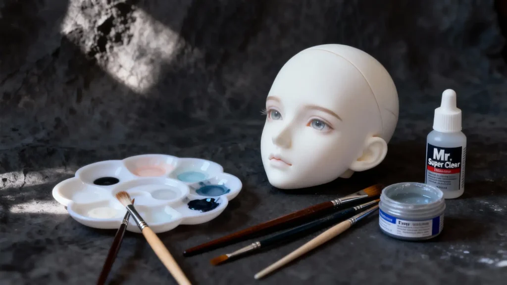 Elegant still life of tools and materials used in a professional BJD restoration workshop