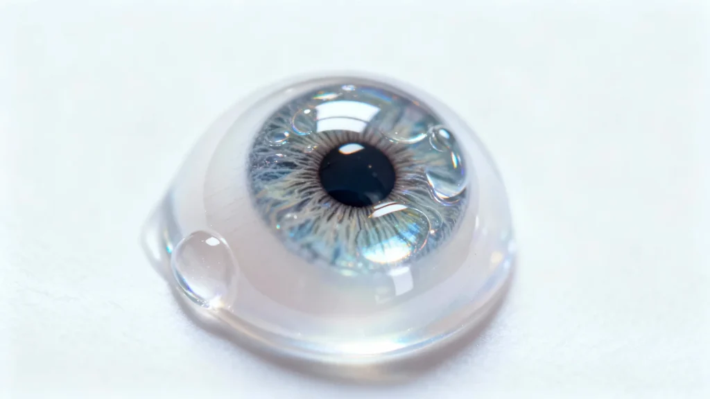 A drop of clear UV resin being applied to seal a painted BJD doll eye