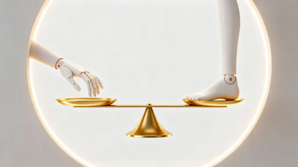 Abstract balance scale representing the perfect BJD stringing tension sweet spot