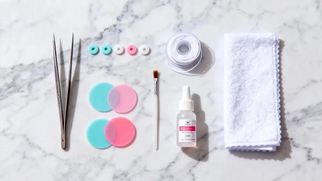 Neatly arranged DIY repair kit for ball-jointed doll maintenance