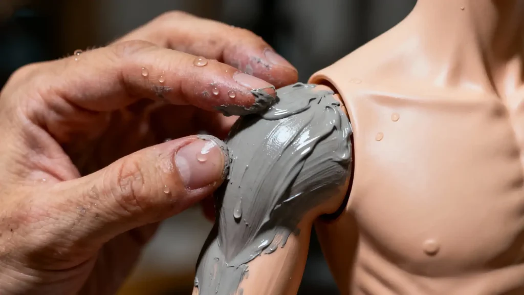 Sculpting BJD anatomy with epoxy putty using a water-smoothing technique