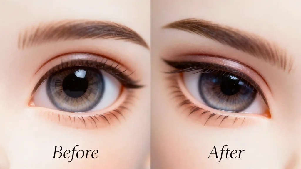 Visual comparison showing dramatic improvement in BJD eye depth and expressiveness after modification
