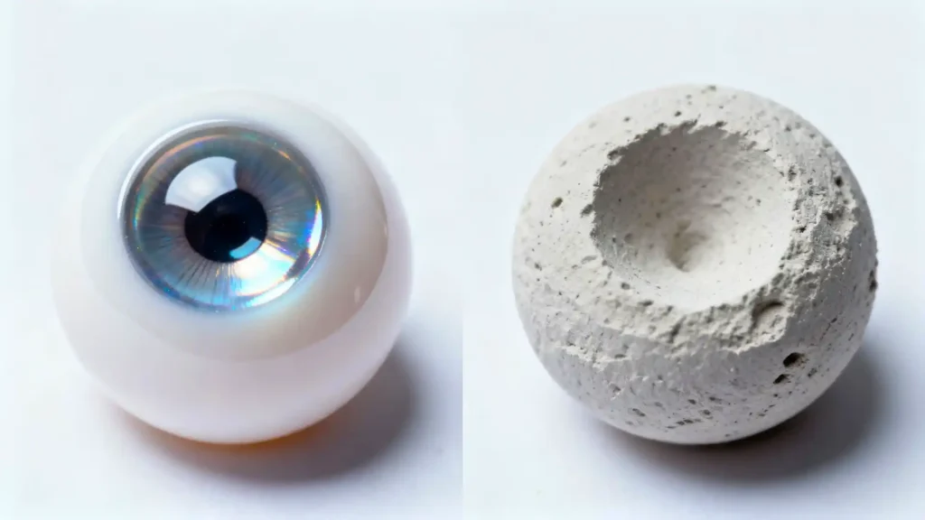 Macro detail of professionally polished BJD eye socket interior with flawless finish