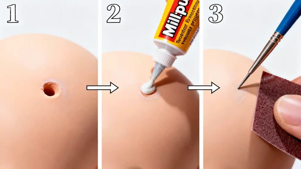 Step-by-step guide to repairing over-sanded BJD resin with epoxy putty