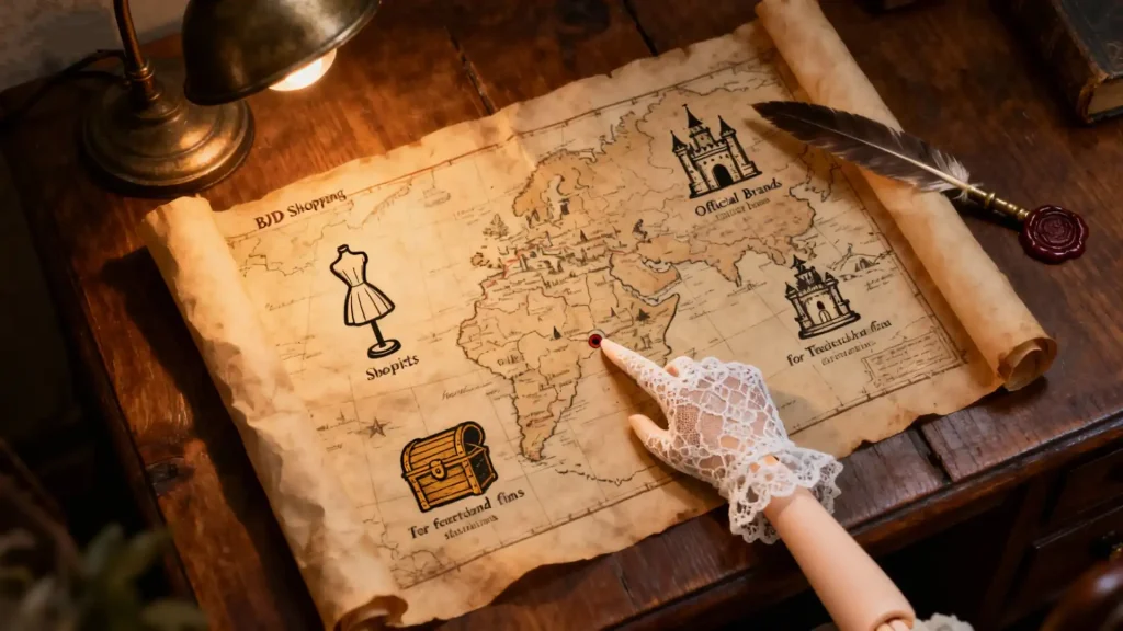 Antique map illustrating Gothic BJD dress shopping guide
